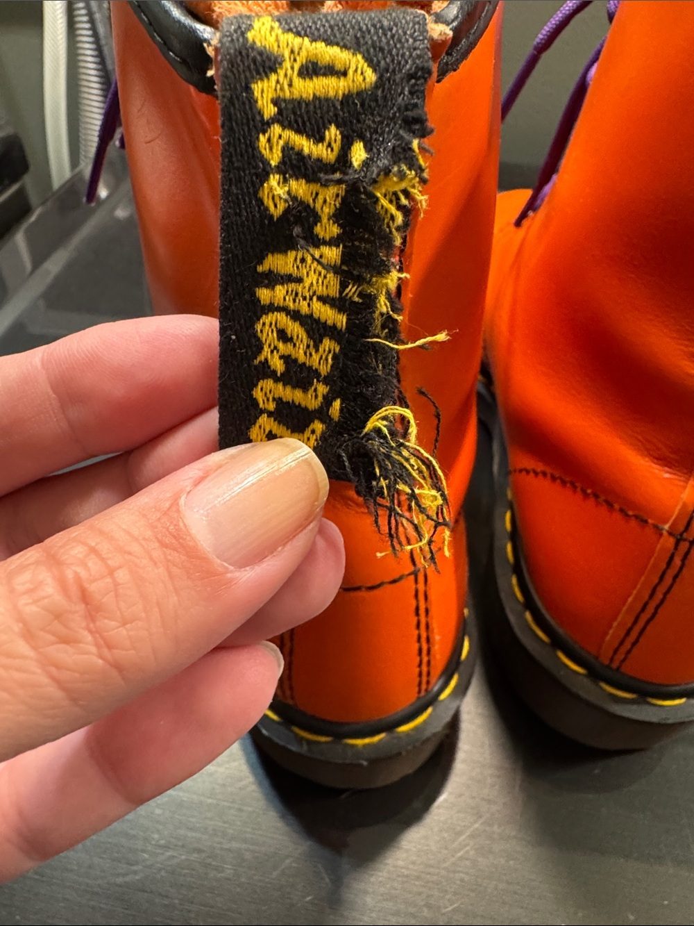 Dr. Martens Made in England Vintage Orange Leather Combat Boots Y2K rare 7.5UK - Picture 4 of 17